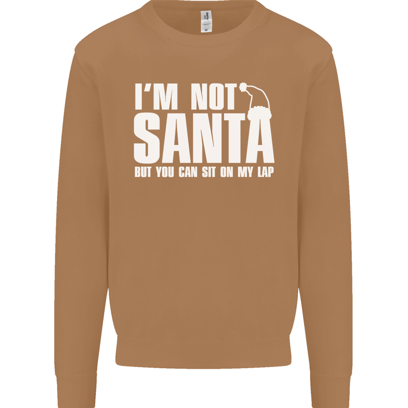 Christmas You Can Sit on My Lap Funny Mens Sweatshirt Jumper Caramel Latte
