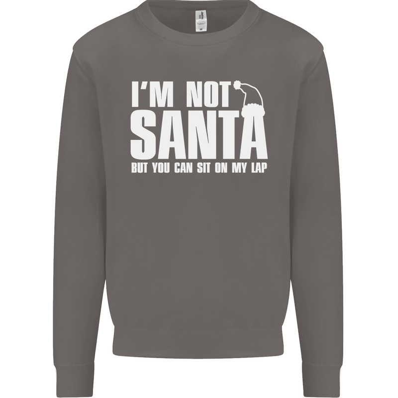 Christmas You Can Sit on My Lap Funny Mens Sweatshirt Jumper Charcoal