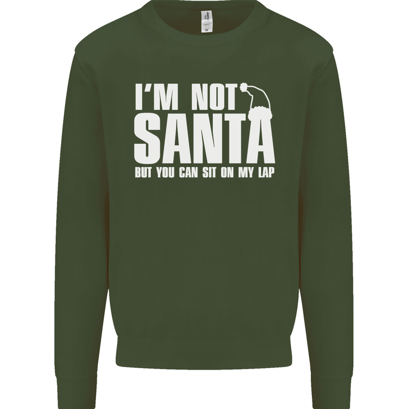 Christmas You Can Sit on My Lap Funny Mens Sweatshirt Jumper Forest Green