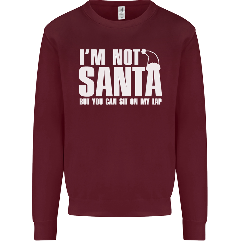 Christmas You Can Sit on My Lap Funny Mens Sweatshirt Jumper Maroon