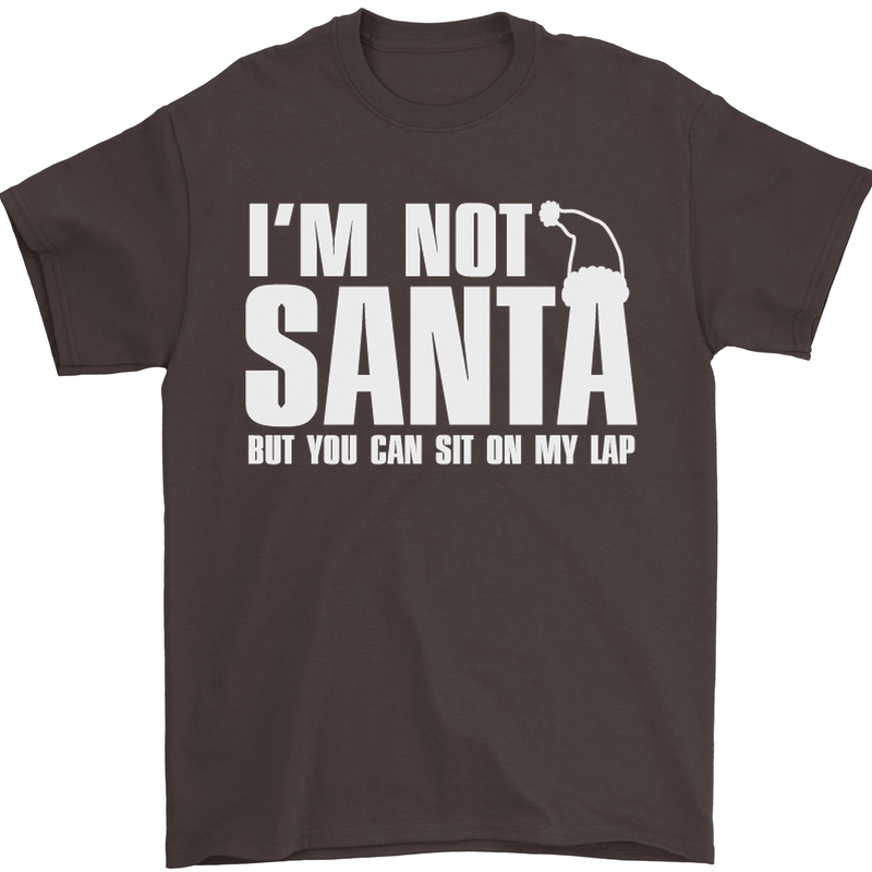 Christmas You Can Sit on My Lap Funny Mens T-Shirt Cotton Gildan Dark Chocolate