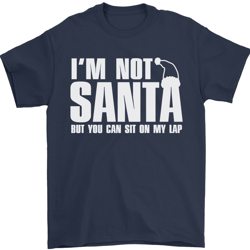 Christmas You Can Sit on My Lap Funny Mens T-Shirt Cotton Gildan Navy Blue