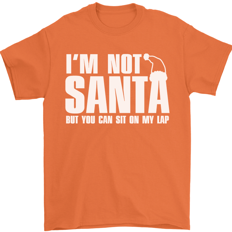 Christmas You Can Sit on My Lap Funny Mens T-Shirt Cotton Gildan Orange