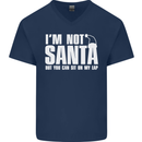 Christmas You Can Sit on My Lap Funny Mens V-Neck Cotton T-Shirt Navy Blue