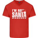 Christmas You Can Sit on My Lap Funny Mens V-Neck Cotton T-Shirt Red