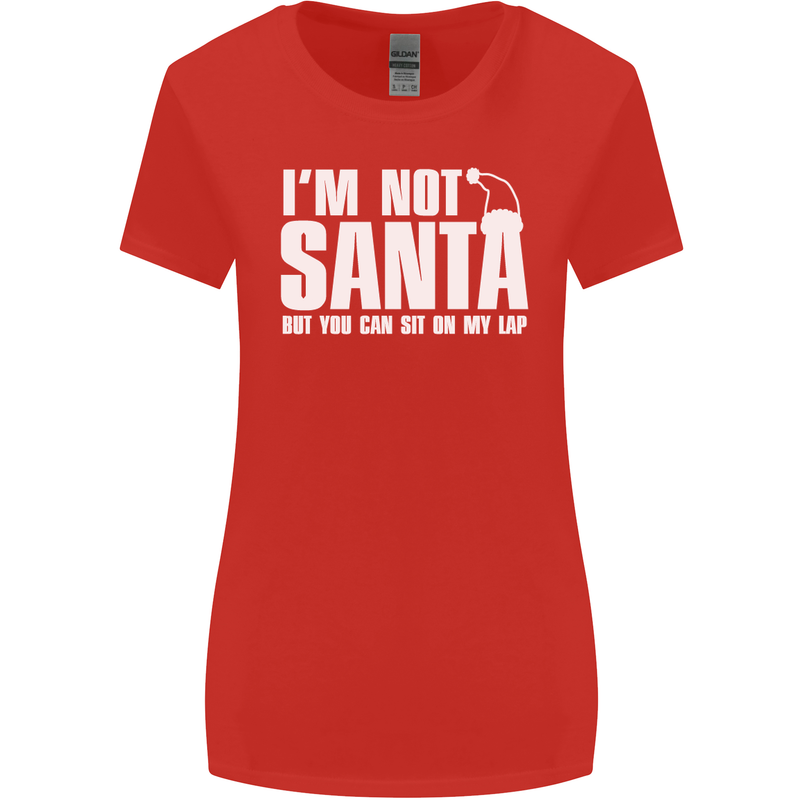 Christmas You Can Sit on My Lap Funny Womens Wider Cut T-Shirt Red