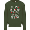 Christmas a Home for Every Shelter Dog Kids Sweatshirt Jumper Forest Green