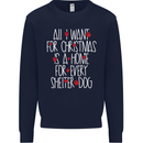 Christmas a Home for Every Shelter Dog Kids Sweatshirt Jumper Navy Blue