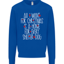 Christmas a Home for Every Shelter Dog Kids Sweatshirt Jumper Royal Blue