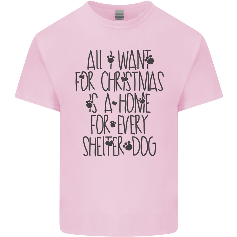 Christmas a Home for Every Shelter Dog Kids T-Shirt Childrens Light Pink