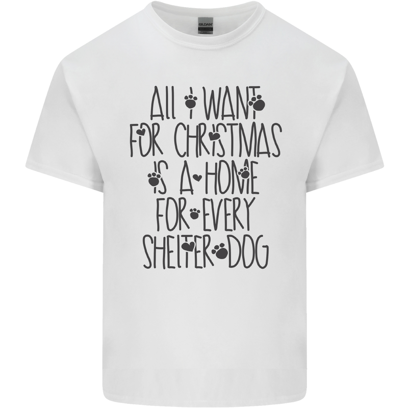 Christmas a Home for Every Shelter Dog Kids T-Shirt Childrens White