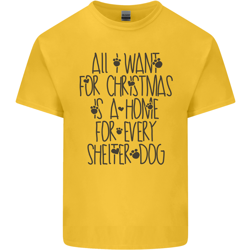 Christmas a Home for Every Shelter Dog Kids T-Shirt Childrens Yellow