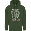 Christmas a Home for Every Shelter Dog Mens 80% Cotton Hoodie Forest Green