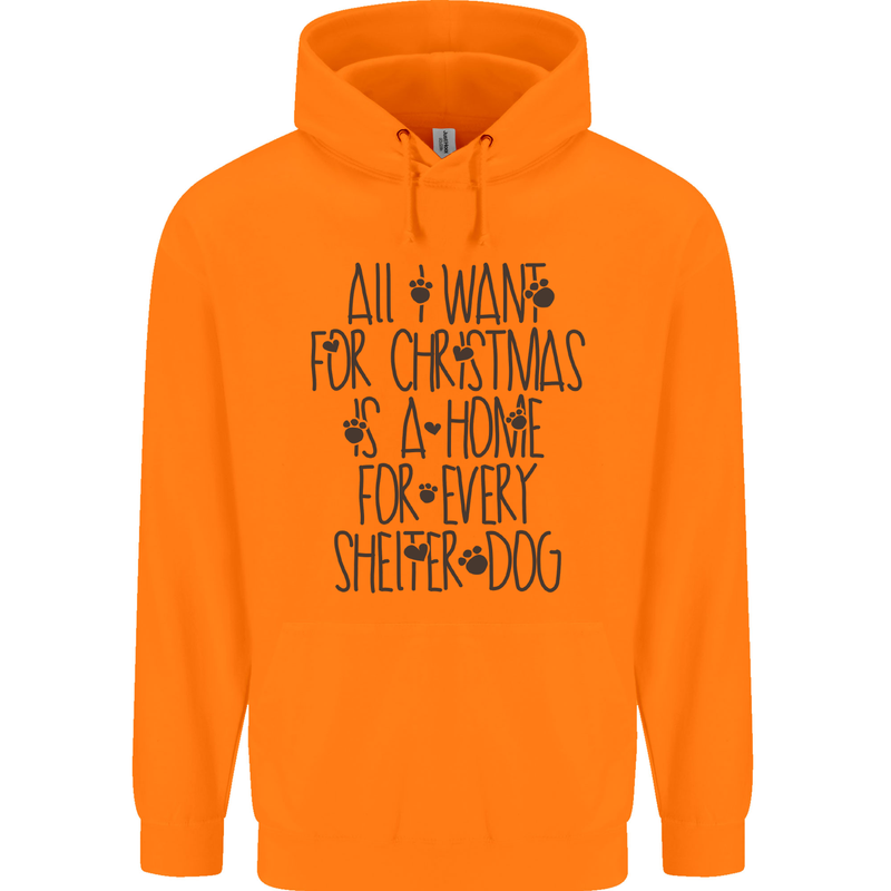 Christmas a Home for Every Shelter Dog Mens 80% Cotton Hoodie Orange
