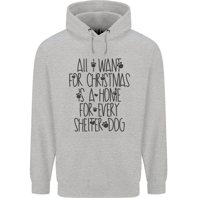 Christmas a Home for Every Shelter Dog Mens 80% Cotton Hoodie Sports Grey