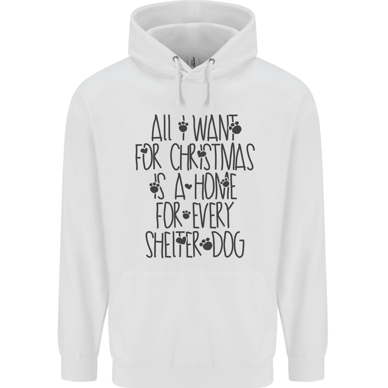 Christmas a Home for Every Shelter Dog Mens 80% Cotton Hoodie White