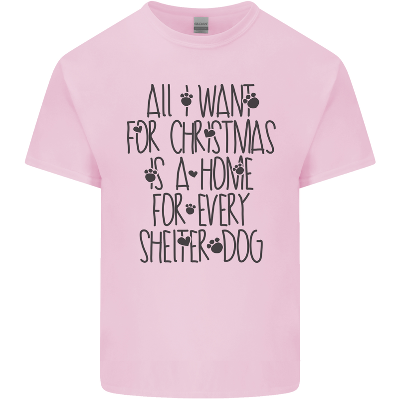 Christmas a Home for Every Shelter Dog Mens Cotton T-Shirt Tee Top Light Pink