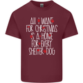 Christmas a Home for Every Shelter Dog Mens Cotton T-Shirt Tee Top Maroon