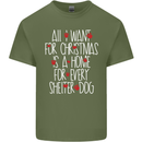 Christmas a Home for Every Shelter Dog Mens Cotton T-Shirt Tee Top Military Green