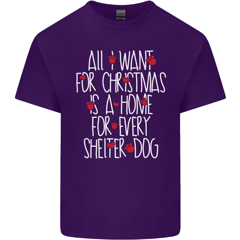 Christmas a Home for Every Shelter Dog Mens Cotton T-Shirt Tee Top Purple
