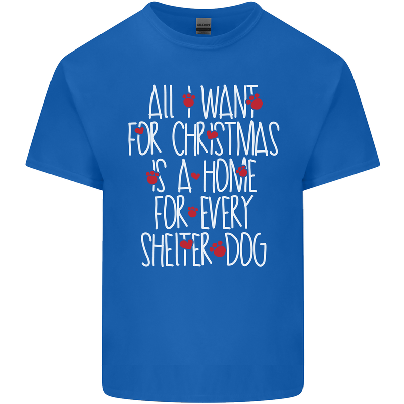 Christmas a Home for Every Shelter Dog Mens Cotton T-Shirt Tee Top Royal Blue