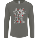 Christmas a Home for Every Shelter Dog Mens Long Sleeve T-Shirt Charcoal
