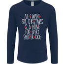 Christmas a Home for Every Shelter Dog Mens Long Sleeve T-Shirt Navy Blue