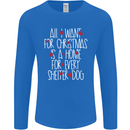 Christmas a Home for Every Shelter Dog Mens Long Sleeve T-Shirt Royal Blue