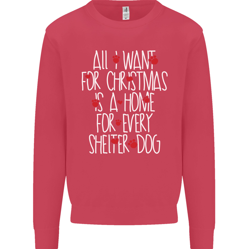 Christmas a Home for Every Shelter Dog Mens Sweatshirt Jumper Heliconia