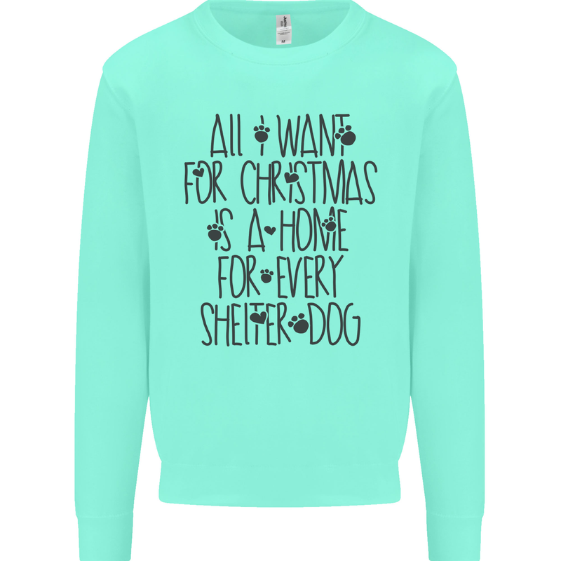 Christmas a Home for Every Shelter Dog Mens Sweatshirt Jumper Peppermint