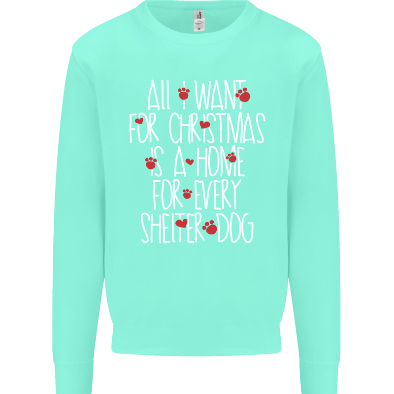 Christmas a Home for Every Shelter Dog Mens Sweatshirt Jumper Peppermint