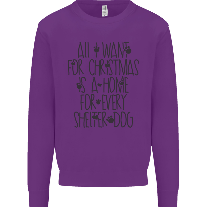 Christmas a Home for Every Shelter Dog Mens Sweatshirt Jumper Purple