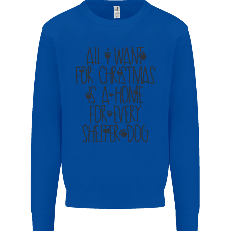 Christmas a Home for Every Shelter Dog Mens Sweatshirt Jumper Royal Blue