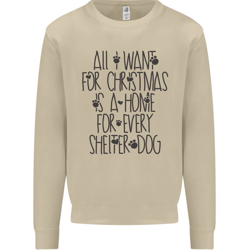 Christmas a Home for Every Shelter Dog Mens Sweatshirt Jumper Sand