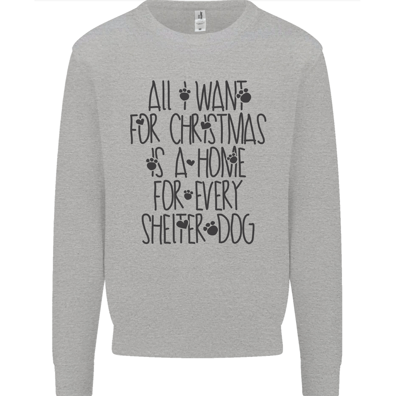 Christmas a Home for Every Shelter Dog Mens Sweatshirt Jumper Sports Grey