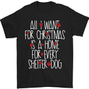 Christmas a Home for Every Shelter Dog Mens T-Shirt Cotton Gildan Black