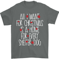 Christmas a Home for Every Shelter Dog Mens T-Shirt Cotton Gildan Charcoal