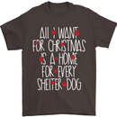 Christmas a Home for Every Shelter Dog Mens T-Shirt Cotton Gildan Dark Chocolate