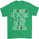 Christmas a Home for Every Shelter Dog Mens T-Shirt Cotton Gildan Irish Green