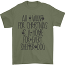 Christmas a Home for Every Shelter Dog Mens T-Shirt Cotton Gildan Military Green