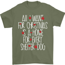 Christmas a Home for Every Shelter Dog Mens T-Shirt Cotton Gildan Military Green