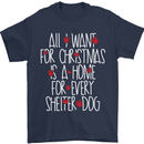 Christmas a Home for Every Shelter Dog Mens T-Shirt Cotton Gildan Navy Blue