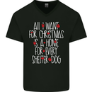 Christmas a Home for Every Shelter Dog Mens V-Neck Cotton T-Shirt Black