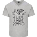 Christmas a Home for Every Shelter Dog Mens V-Neck Cotton T-Shirt Sports Grey
