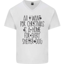 Christmas a Home for Every Shelter Dog Mens V-Neck Cotton T-Shirt White