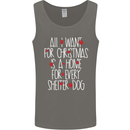 Christmas a Home for Every Shelter Dog Mens Vest Tank Top Charcoal