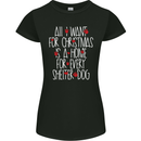 Christmas a Home for Every Shelter Dog Womens Petite Cut T-Shirt Black