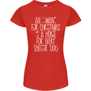 Christmas a Home for Every Shelter Dog Womens Petite Cut T-Shirt Red