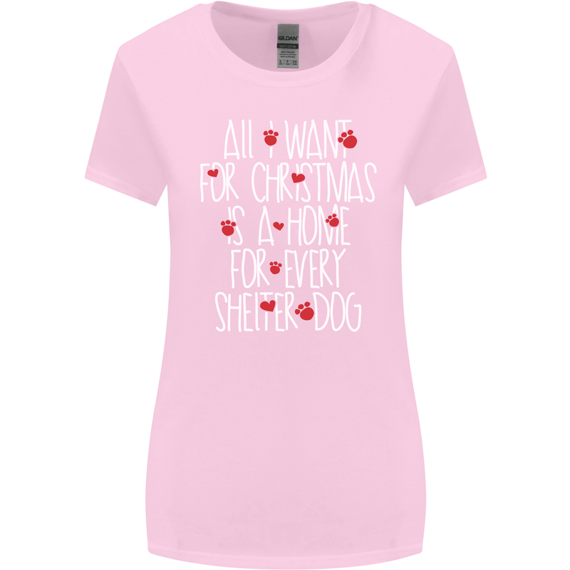 Christmas a Home for Every Shelter Dog Womens Wider Cut T-Shirt Light Pink