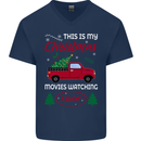 Christmas is Gaming Time Funny Gamer Mens V-Neck Cotton T-Shirt Navy Blue